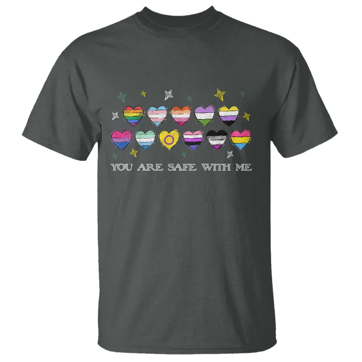 You Are Safe With Me T Shirt LGBTQ Support Rainbow Flags Ally