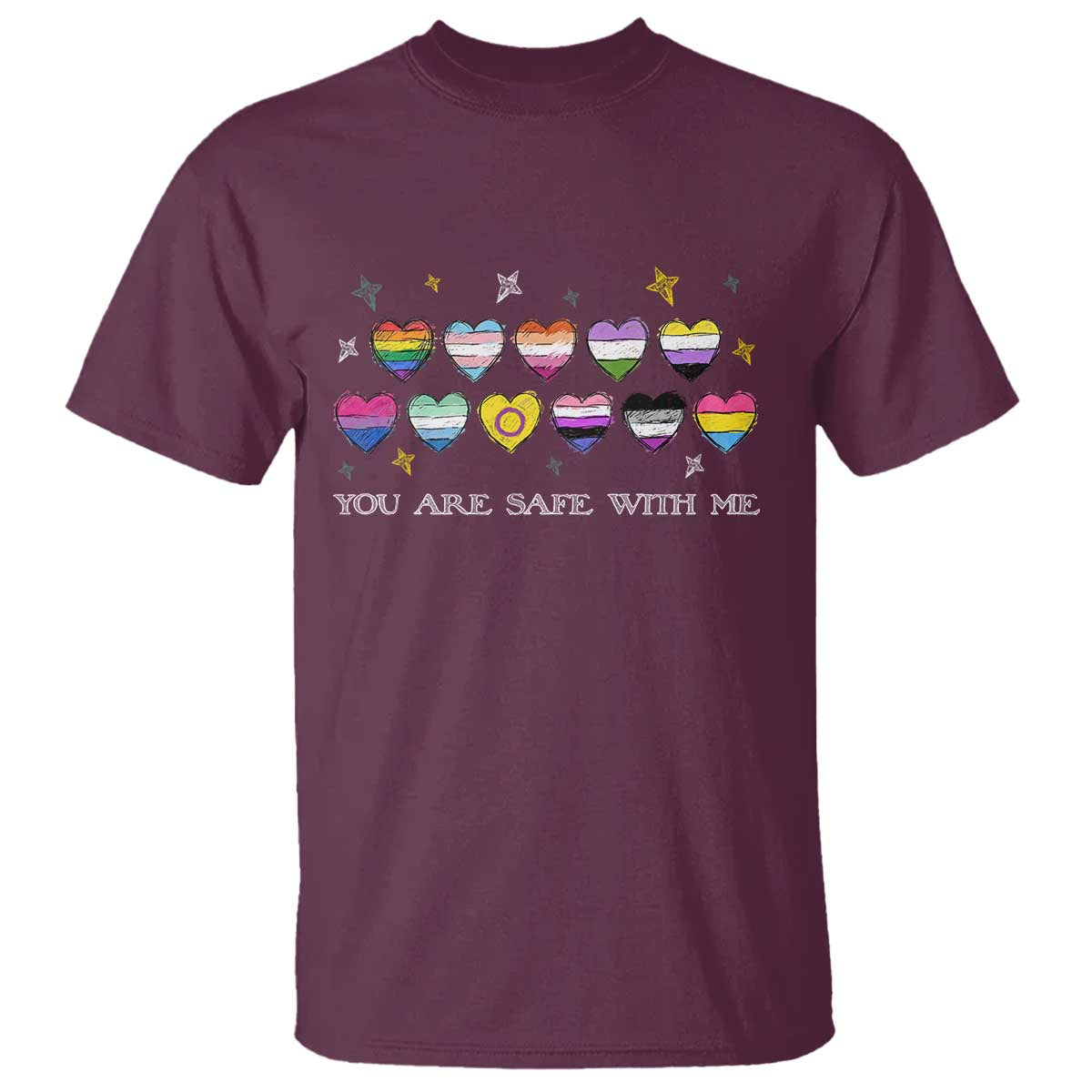 You Are Safe With Me T Shirt LGBTQ Support Rainbow Flags Ally