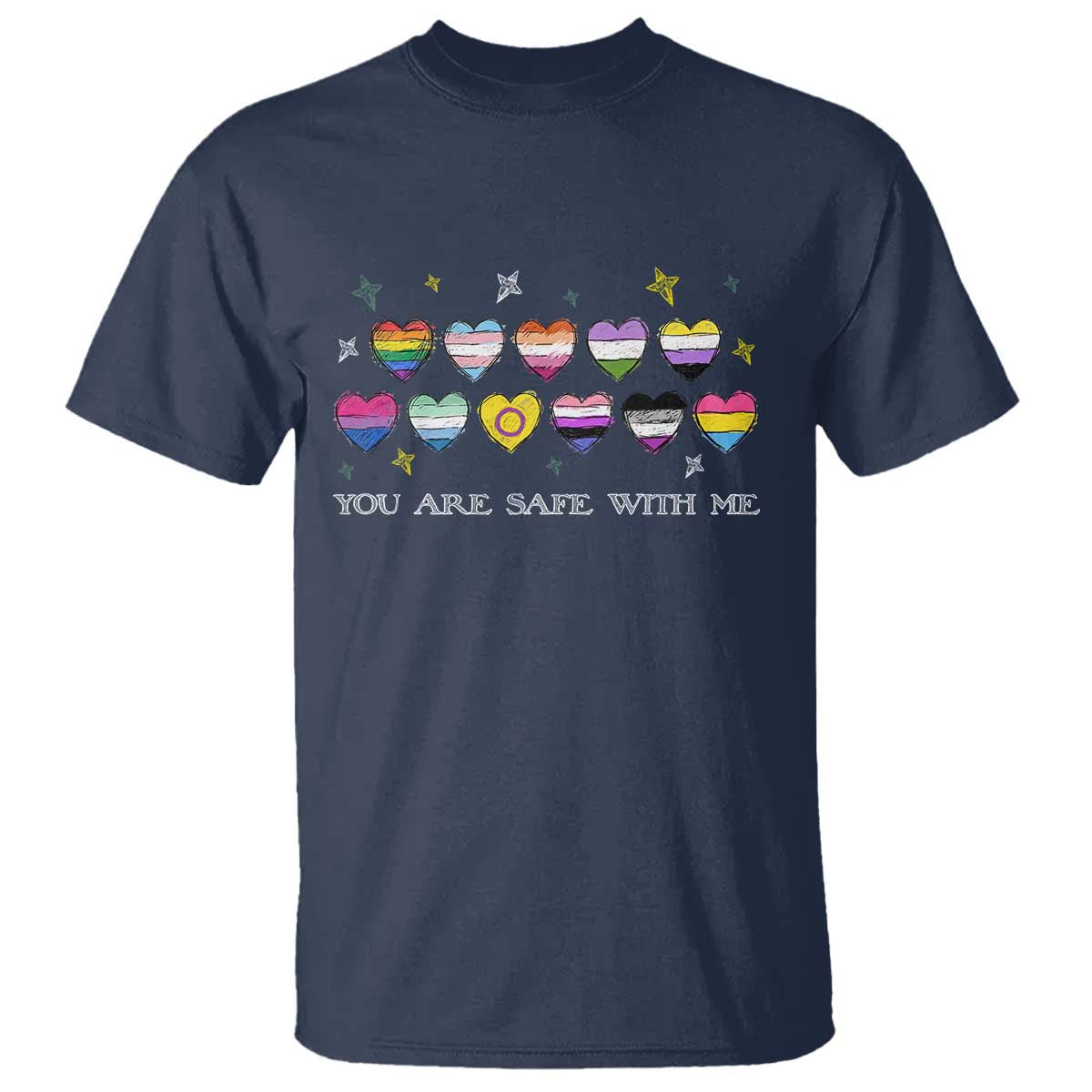 You Are Safe With Me T Shirt LGBTQ Support Rainbow Flags Ally