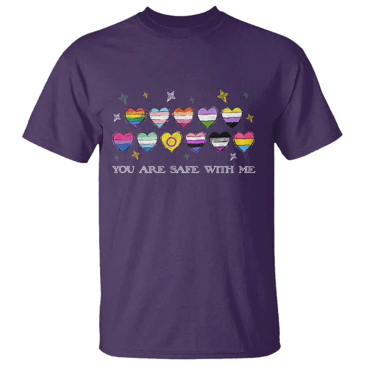 You Are Safe With Me T Shirt LGBTQ Support Rainbow Flags Ally