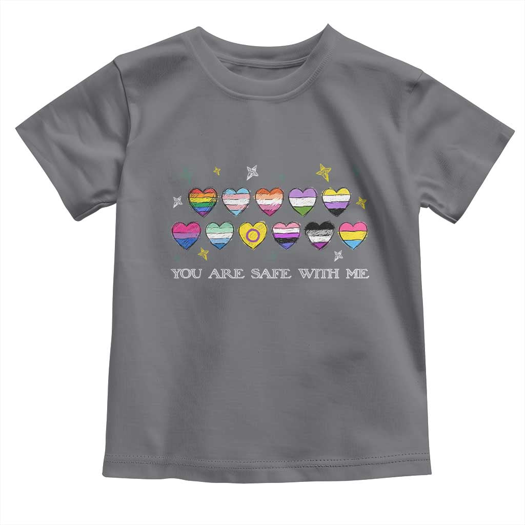 You Are Safe With Me Toddler T Shirt LGBTQ Support Rainbow Flags Ally