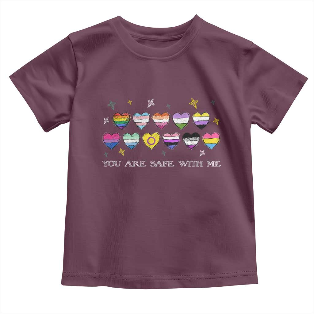 You Are Safe With Me Toddler T Shirt LGBTQ Support Rainbow Flags Ally