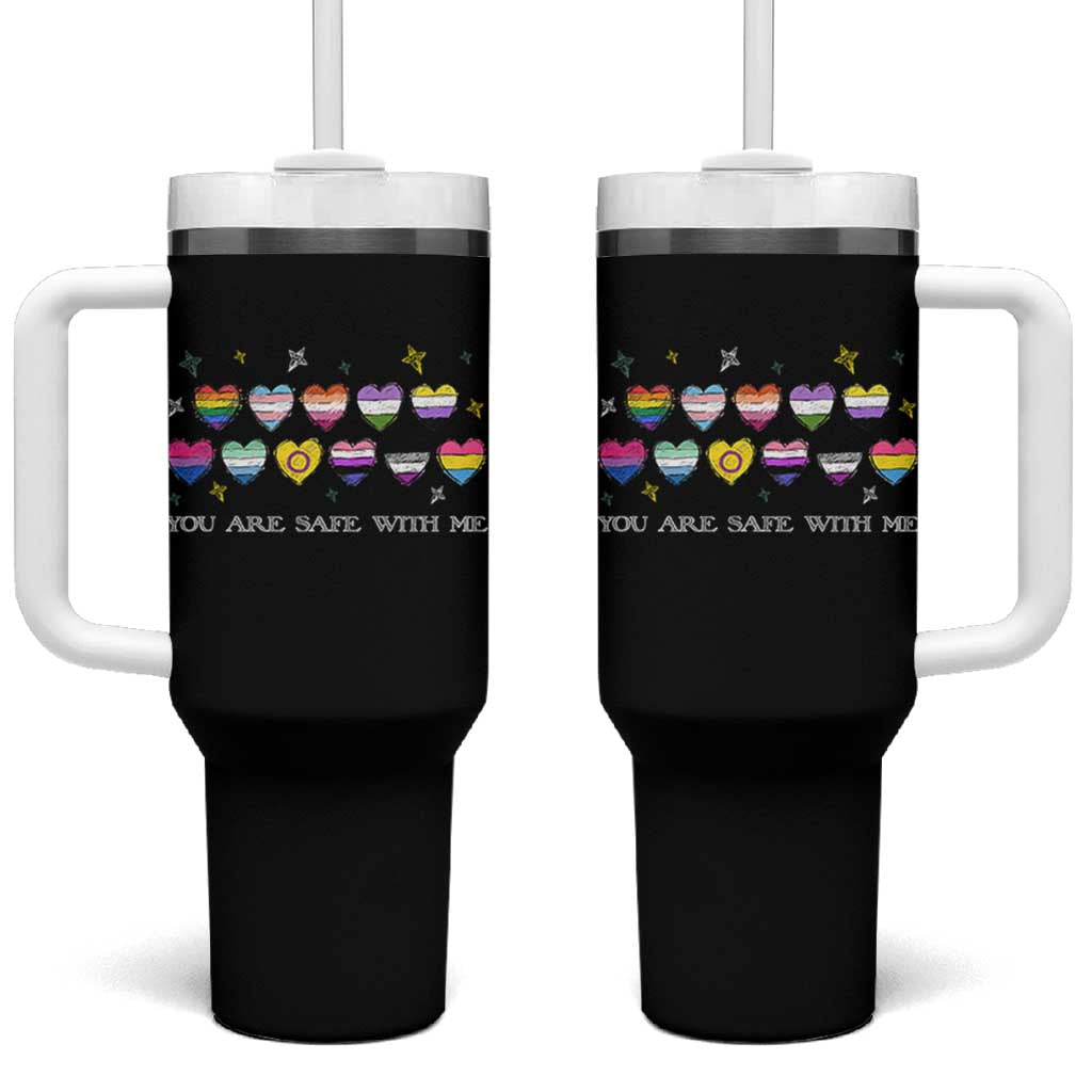 You Are Safe With Me Tumbler With Handle LGBTQ Support Rainbow Flags Ally