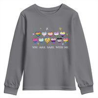 You Are Safe With Me Youth Sweatshirt LGBTQ Support Rainbow Flags Ally