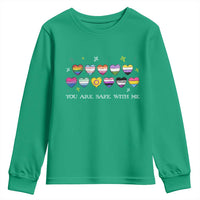 You Are Safe With Me Youth Sweatshirt LGBTQ Support Rainbow Flags Ally
