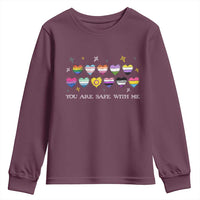 You Are Safe With Me Youth Sweatshirt LGBTQ Support Rainbow Flags Ally