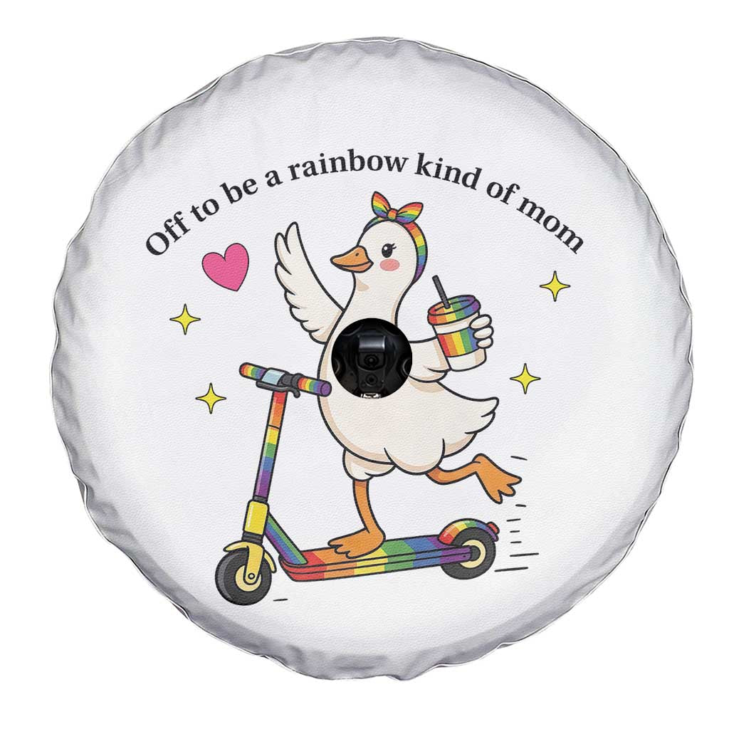 Off To Be Rainbow Kind Of Mom Spare Tire Cover LGBTQ Goose Mom Rainbow