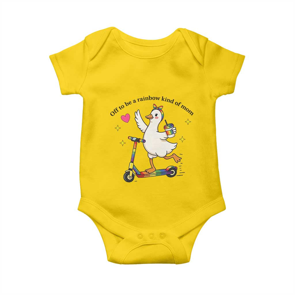 Off To Be Rainbow Kind Of Mom Baby Onesie LGBTQ Goose Mom Rainbow