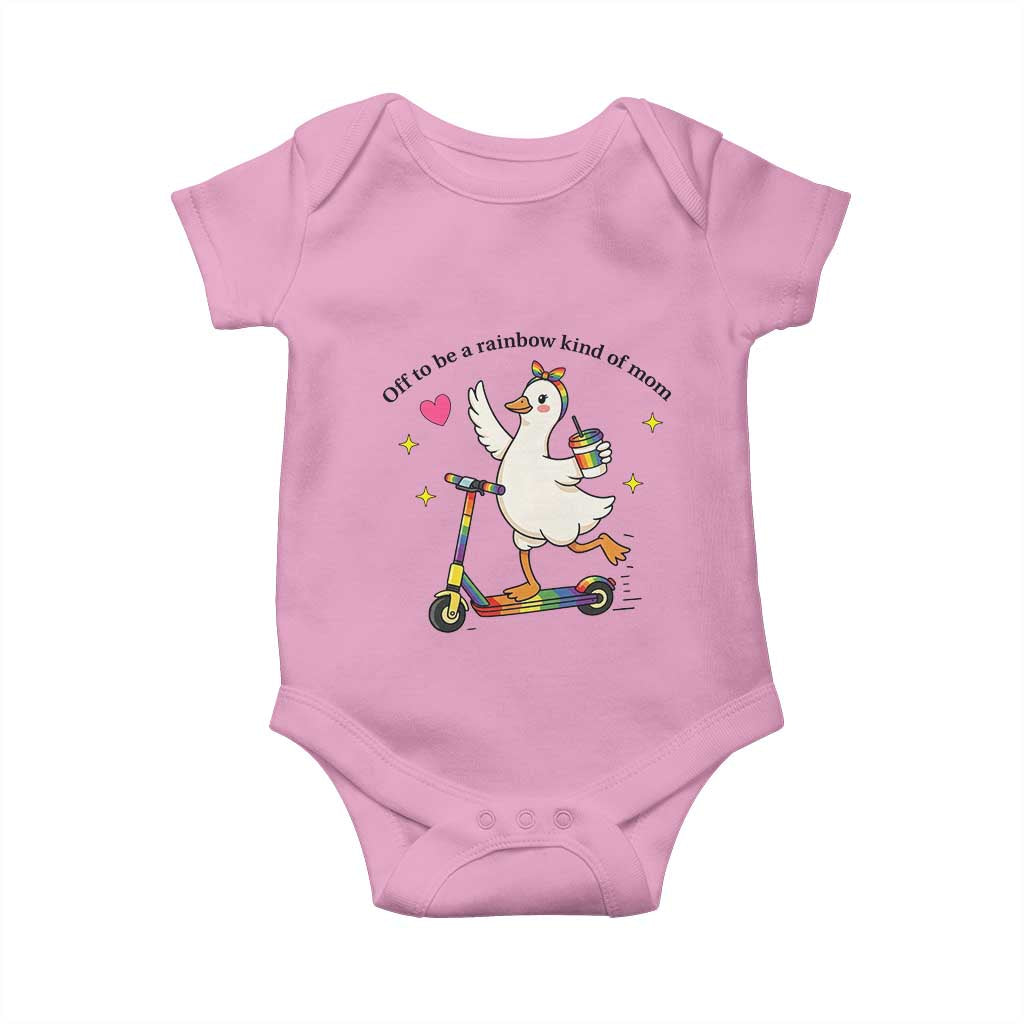 Off To Be Rainbow Kind Of Mom Baby Onesie LGBTQ Goose Mom Rainbow
