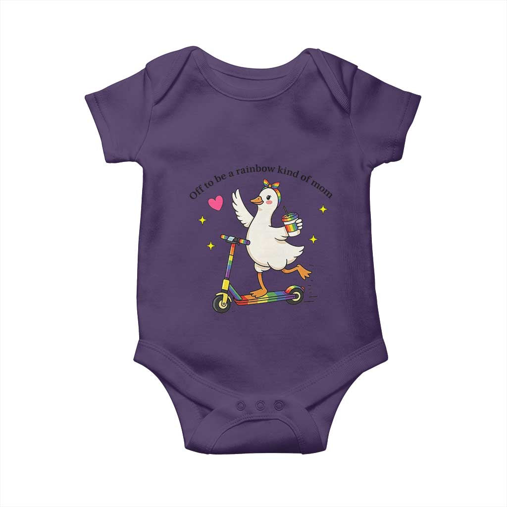 Off To Be Rainbow Kind Of Mom Baby Onesie LGBTQ Goose Mom Rainbow