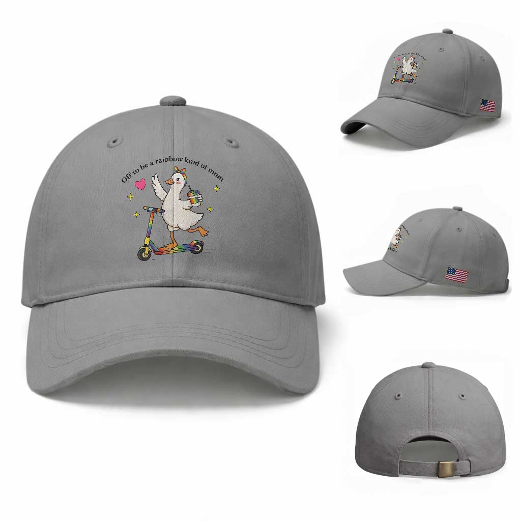 Off To Be Rainbow Kind Of Mom Baseball Cap LGBTQ Goose Mom Rainbow