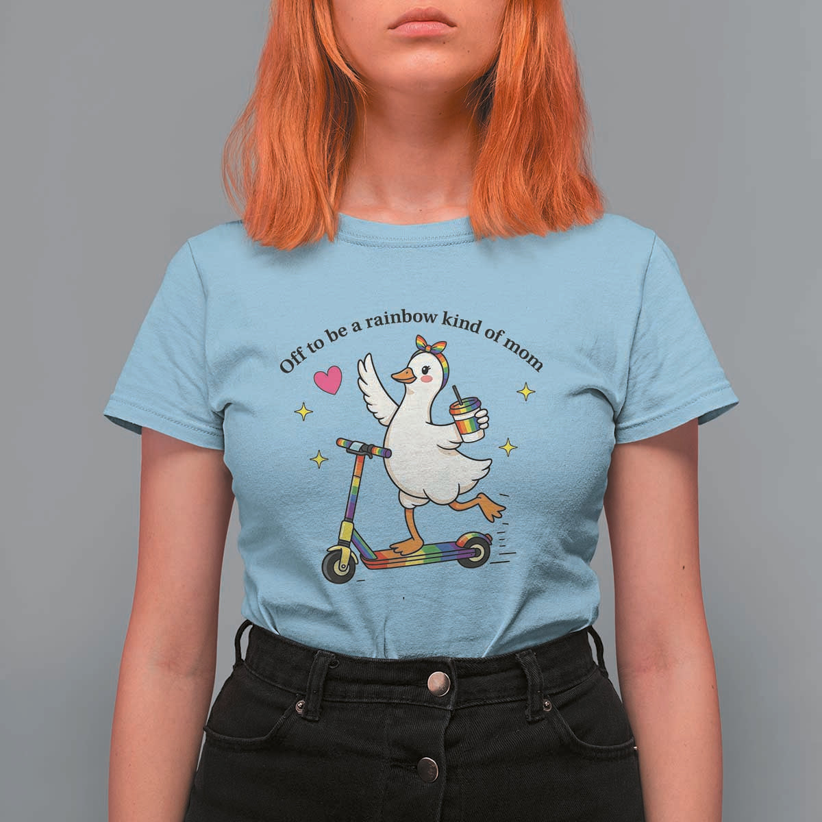 Off To Be Rainbow Kind Of Mom T Shirt For Women LGBTQ Goose Mom Rainbow