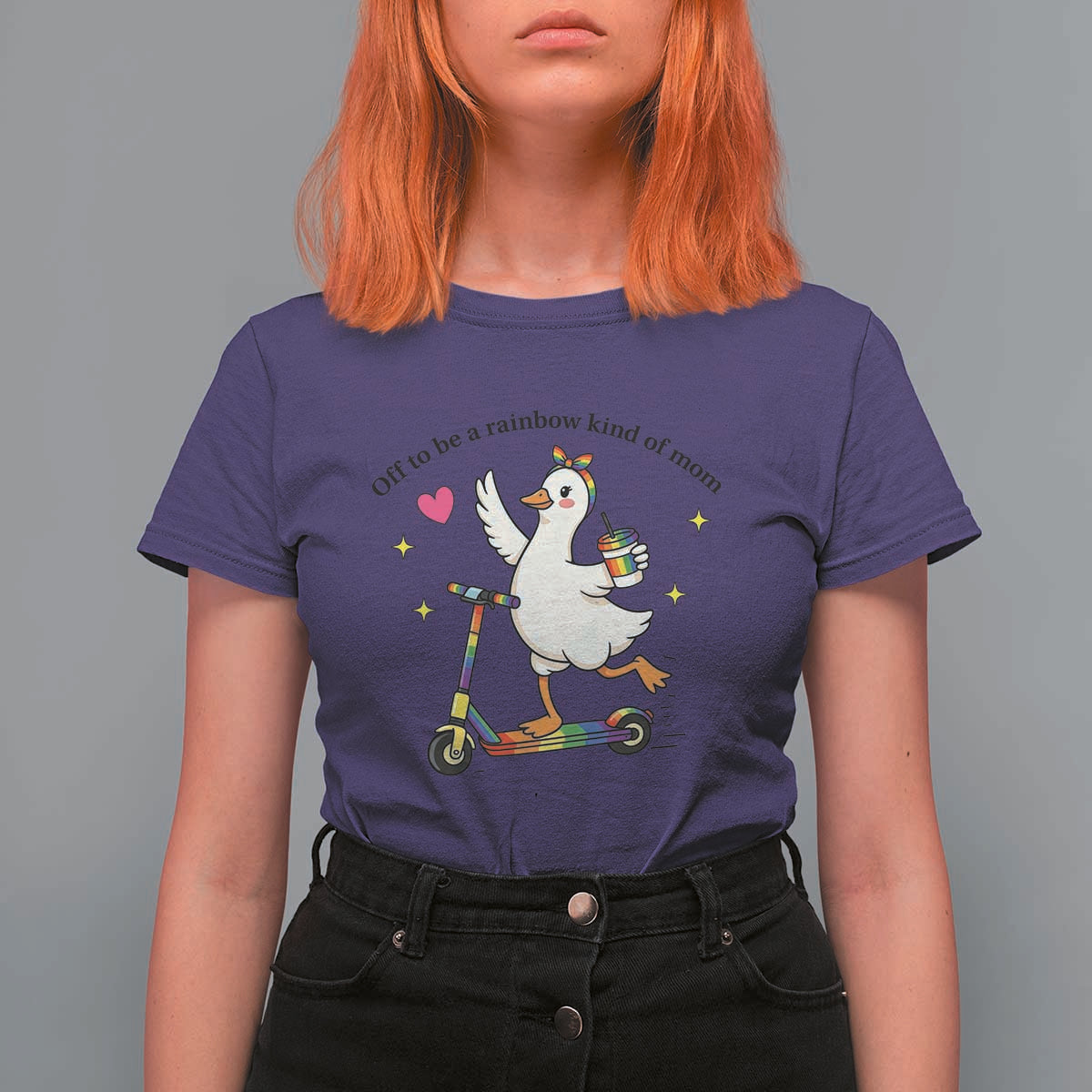 Off To Be Rainbow Kind Of Mom T Shirt For Women LGBTQ Goose Mom Rainbow