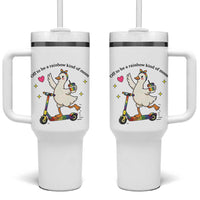 Off To Be Rainbow Kind Of Mom Tumbler With Handle LGBTQ Goose Mom Rainbow