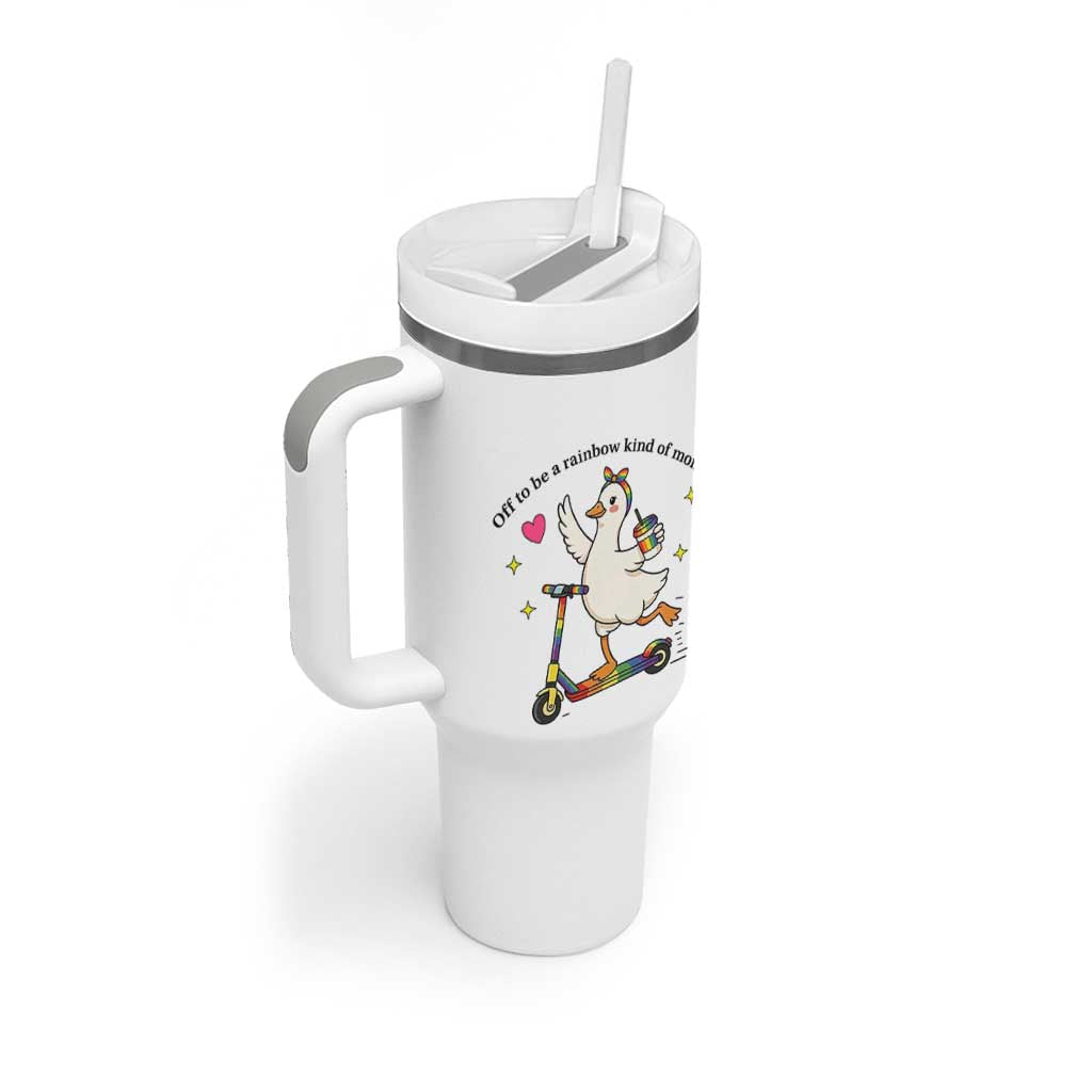 Off To Be Rainbow Kind Of Mom Tumbler With Handle LGBTQ Goose Mom Rainbow