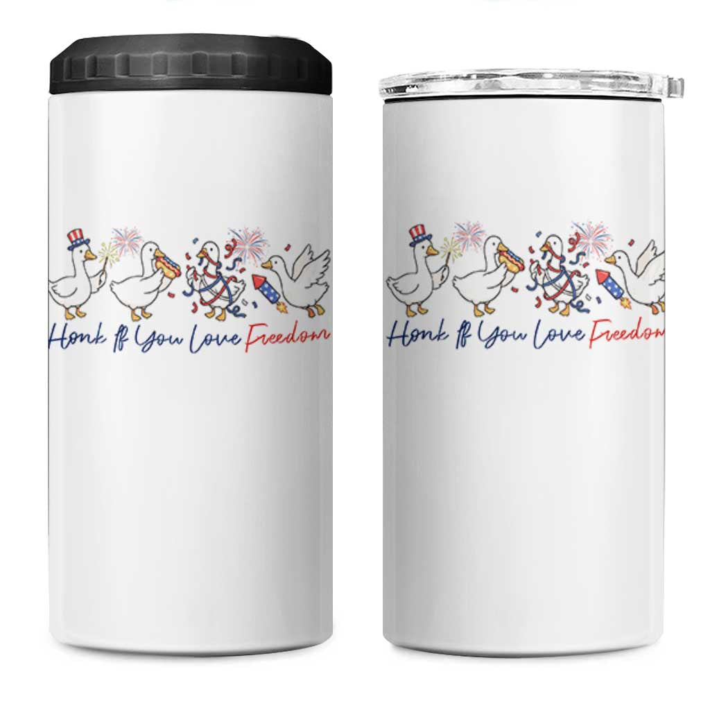 Silly Goose 4th of July 4 in 1 Can Cooler Tumbler Honk If You Love Freedom