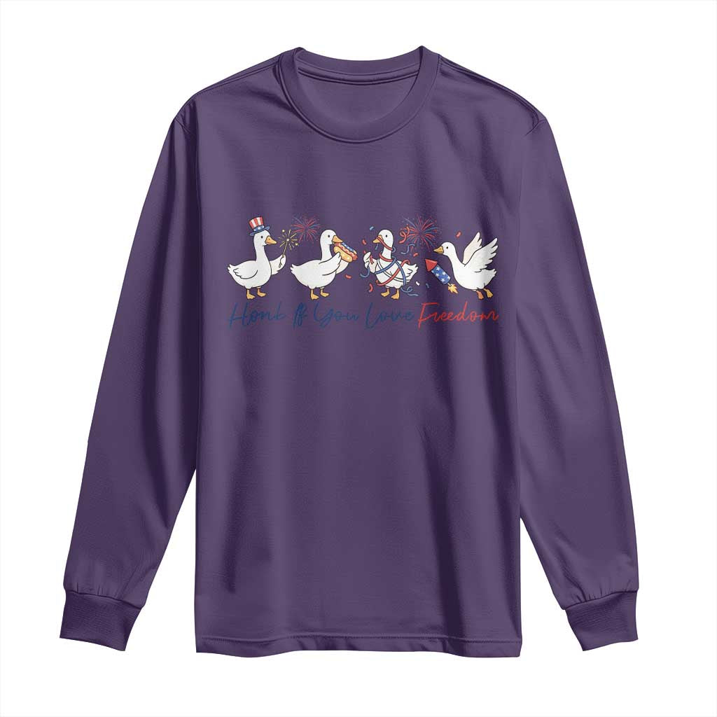 Silly Goose 4th of July Long Sleeve Shirt Honk If You Love Freedom