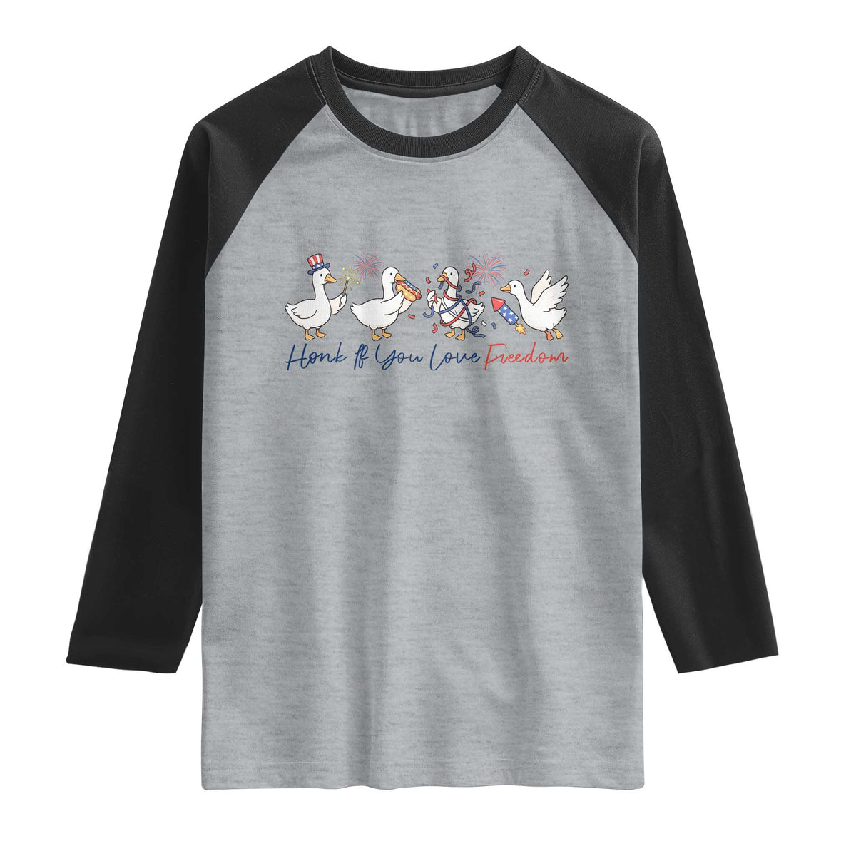 Silly Goose 4th of July Raglan Shirt Honk If You Love Freedom