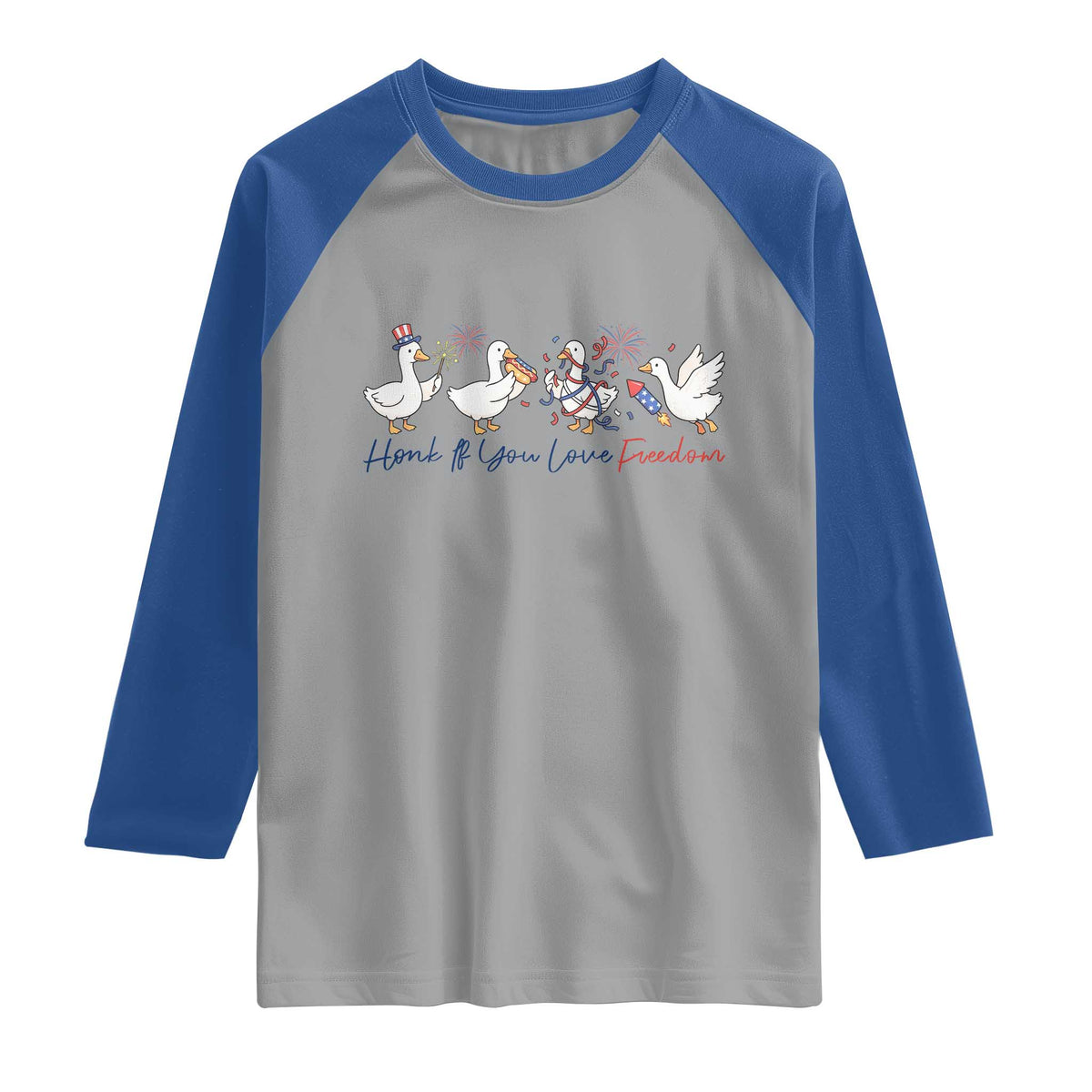 Silly Goose 4th of July Raglan Shirt Honk If You Love Freedom