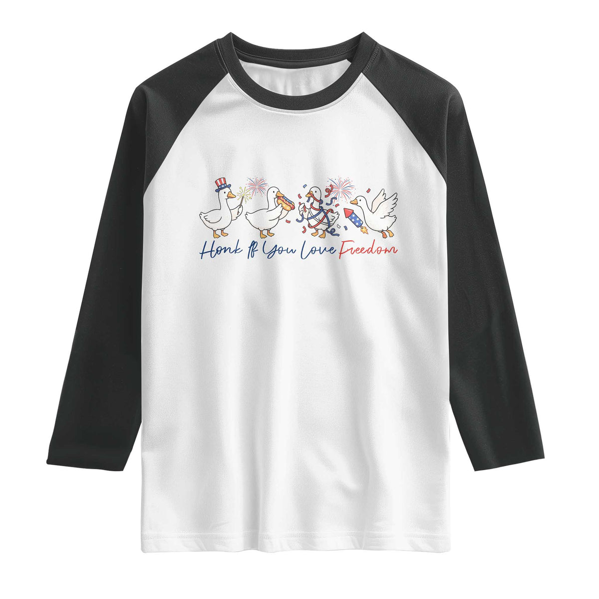 Silly Goose 4th of July Raglan Shirt Honk If You Love Freedom