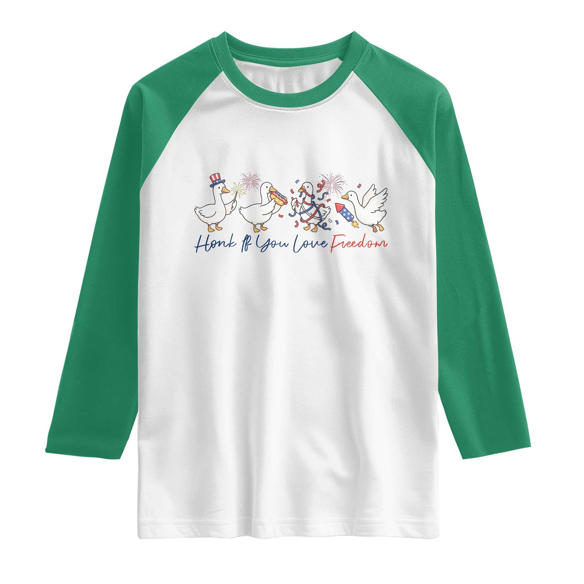 Silly Goose 4th of July Raglan Shirt Honk If You Love Freedom