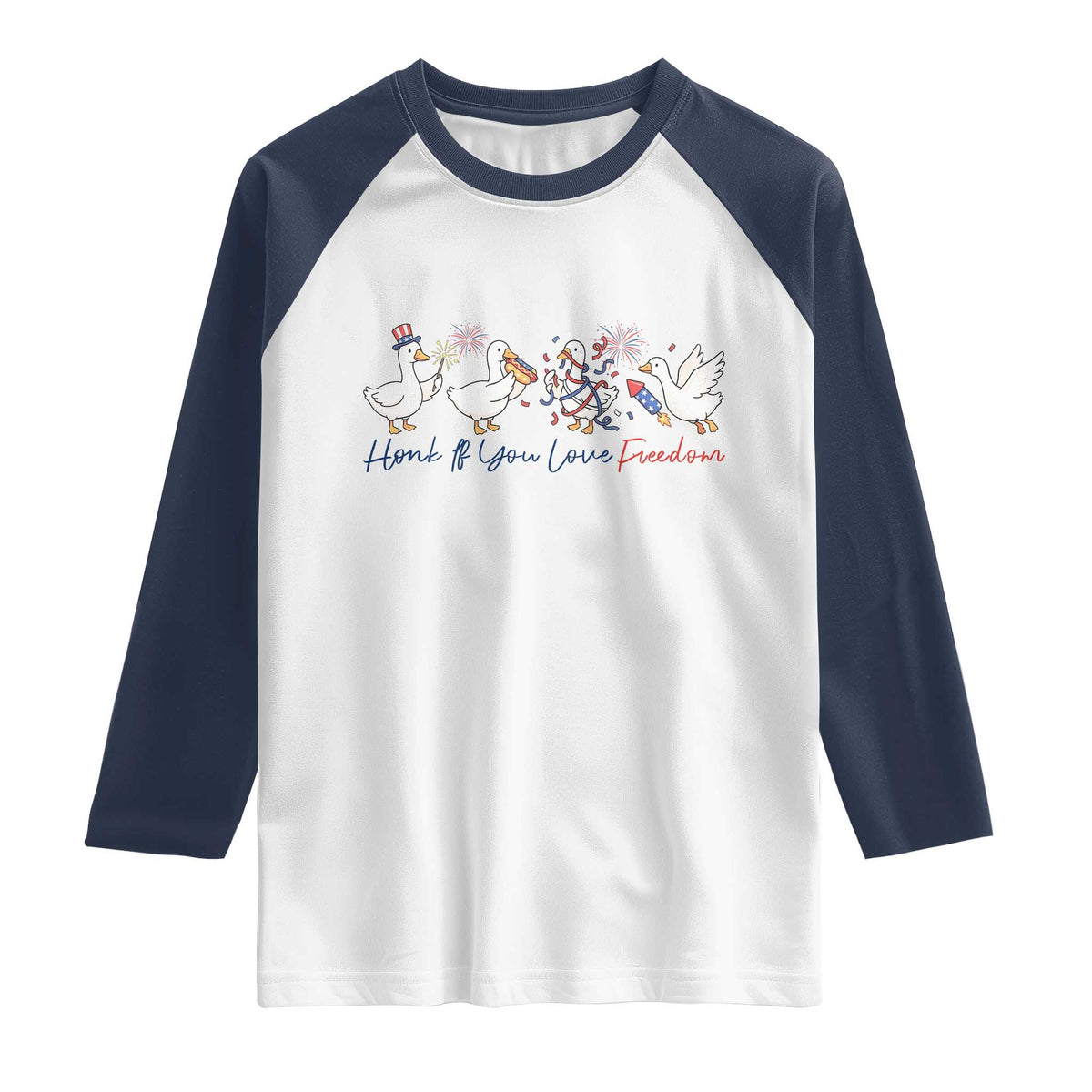 Silly Goose 4th of July Raglan Shirt Honk If You Love Freedom