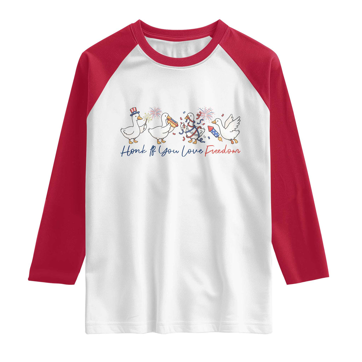 Silly Goose 4th of July Raglan Shirt Honk If You Love Freedom