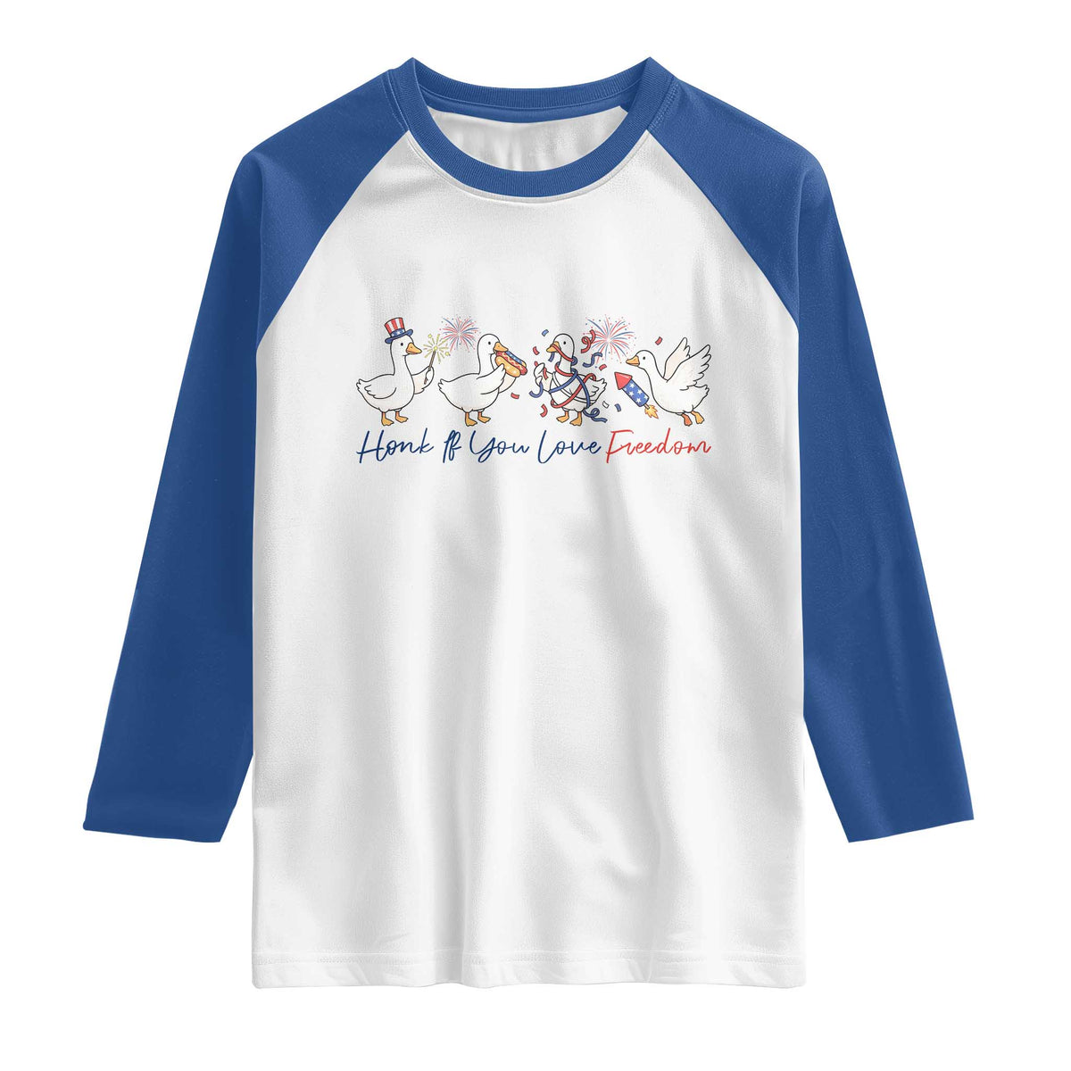 Silly Goose 4th of July Raglan Shirt Honk If You Love Freedom