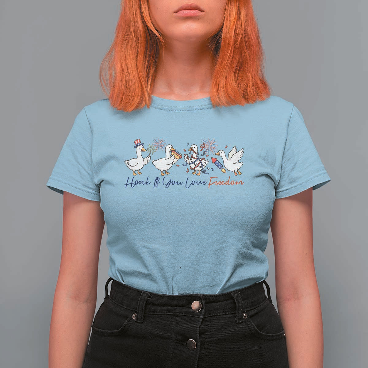 Silly Goose 4th of July T Shirt For Women Honk If You Love Freedom