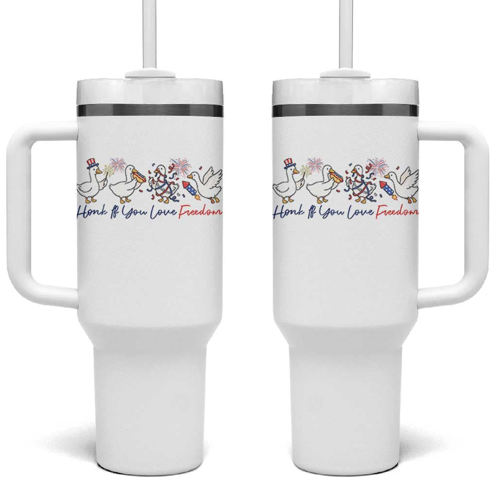 Silly Goose 4th of July Tumbler With Handle Honk If You Love Freedom