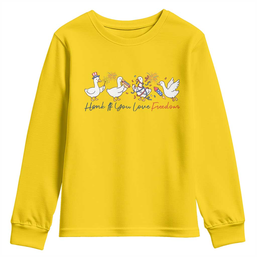 Silly Goose 4th of July Youth Sweatshirt Honk If You Love Freedom