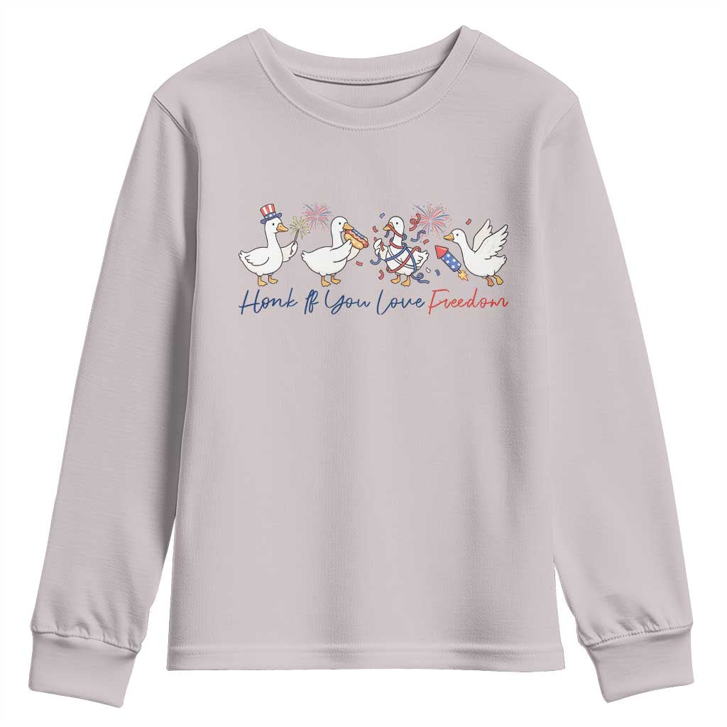 Silly Goose 4th of July Youth Sweatshirt Honk If You Love Freedom