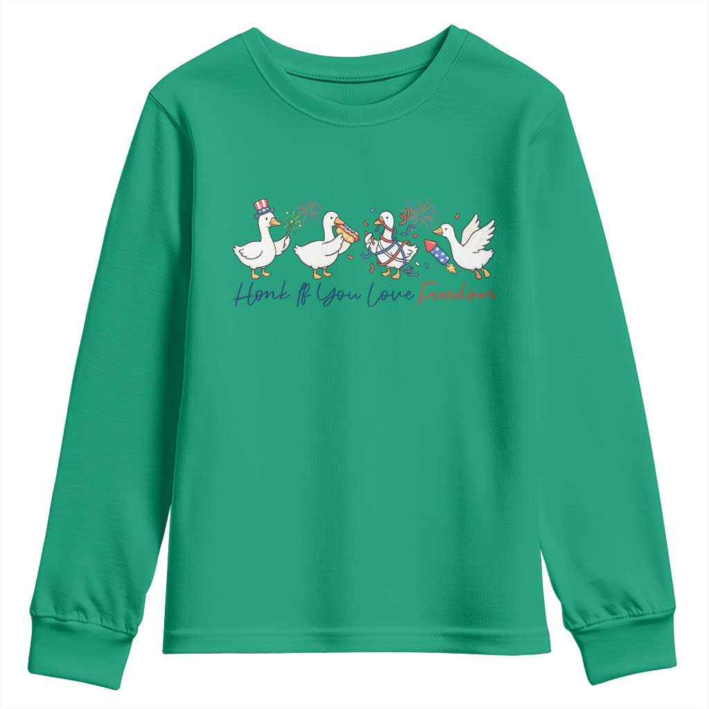 Silly Goose 4th of July Youth Sweatshirt Honk If You Love Freedom