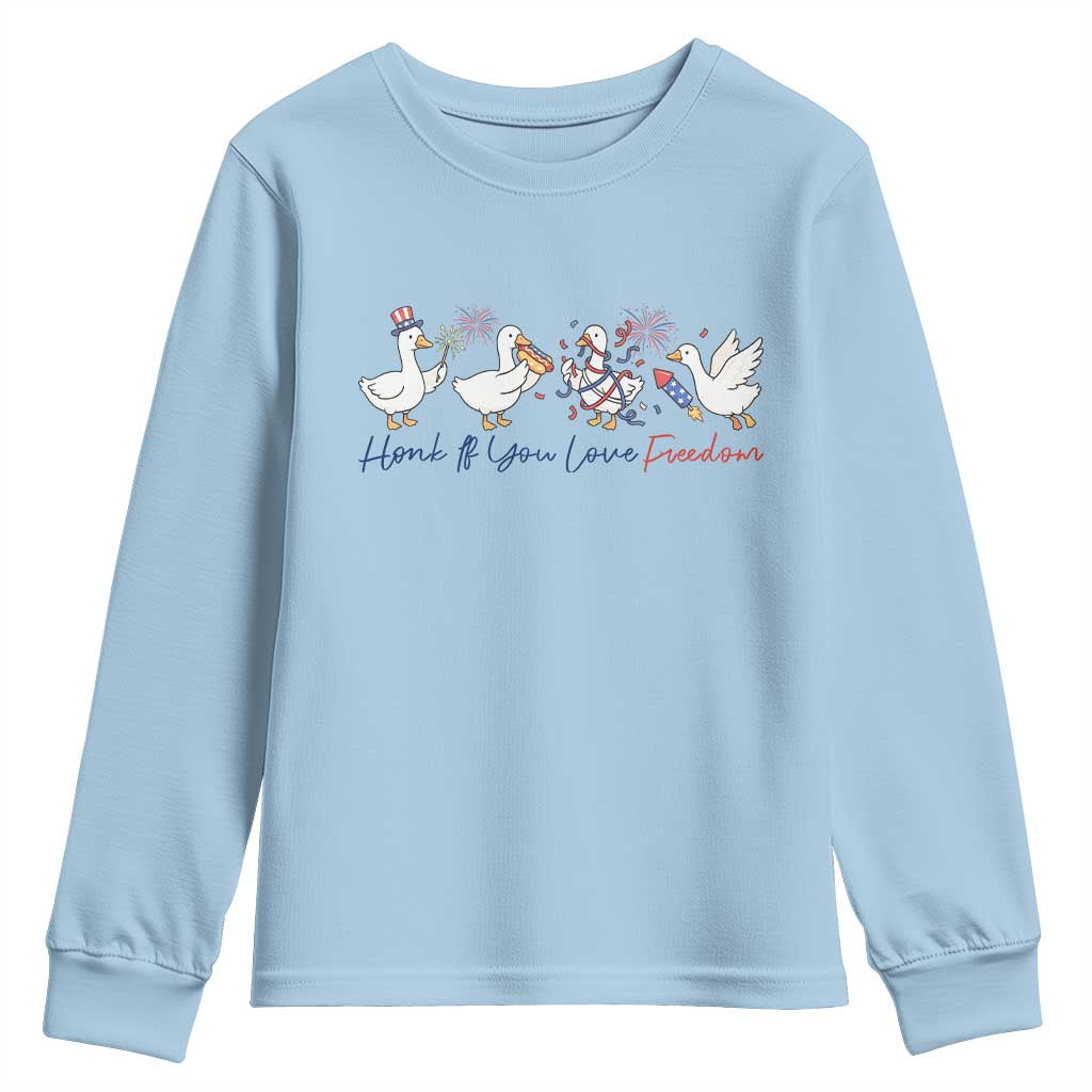 Silly Goose 4th of July Youth Sweatshirt Honk If You Love Freedom