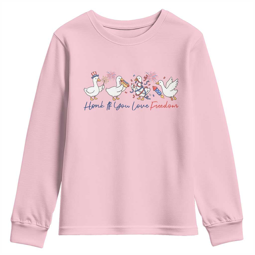 Silly Goose 4th of July Youth Sweatshirt Honk If You Love Freedom