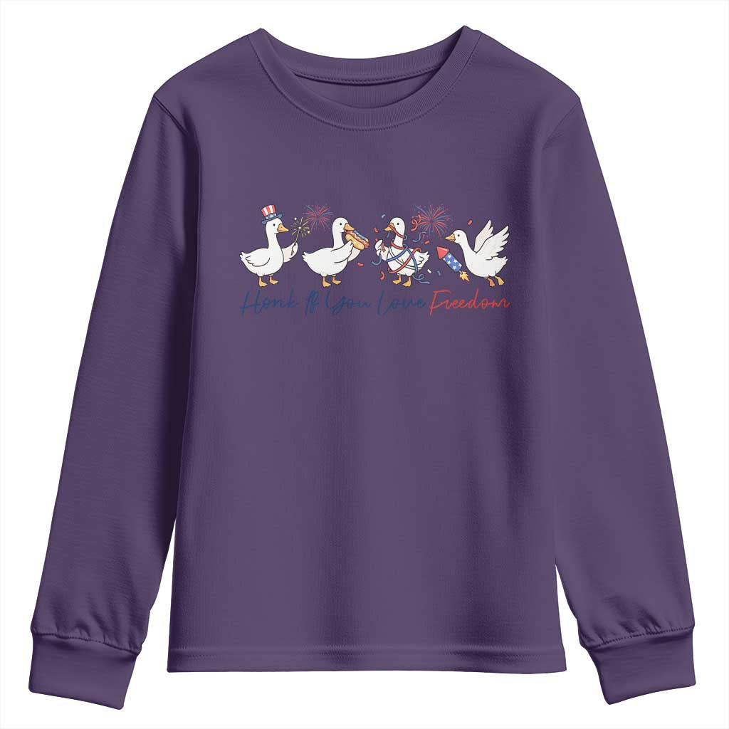Silly Goose 4th of July Youth Sweatshirt Honk If You Love Freedom