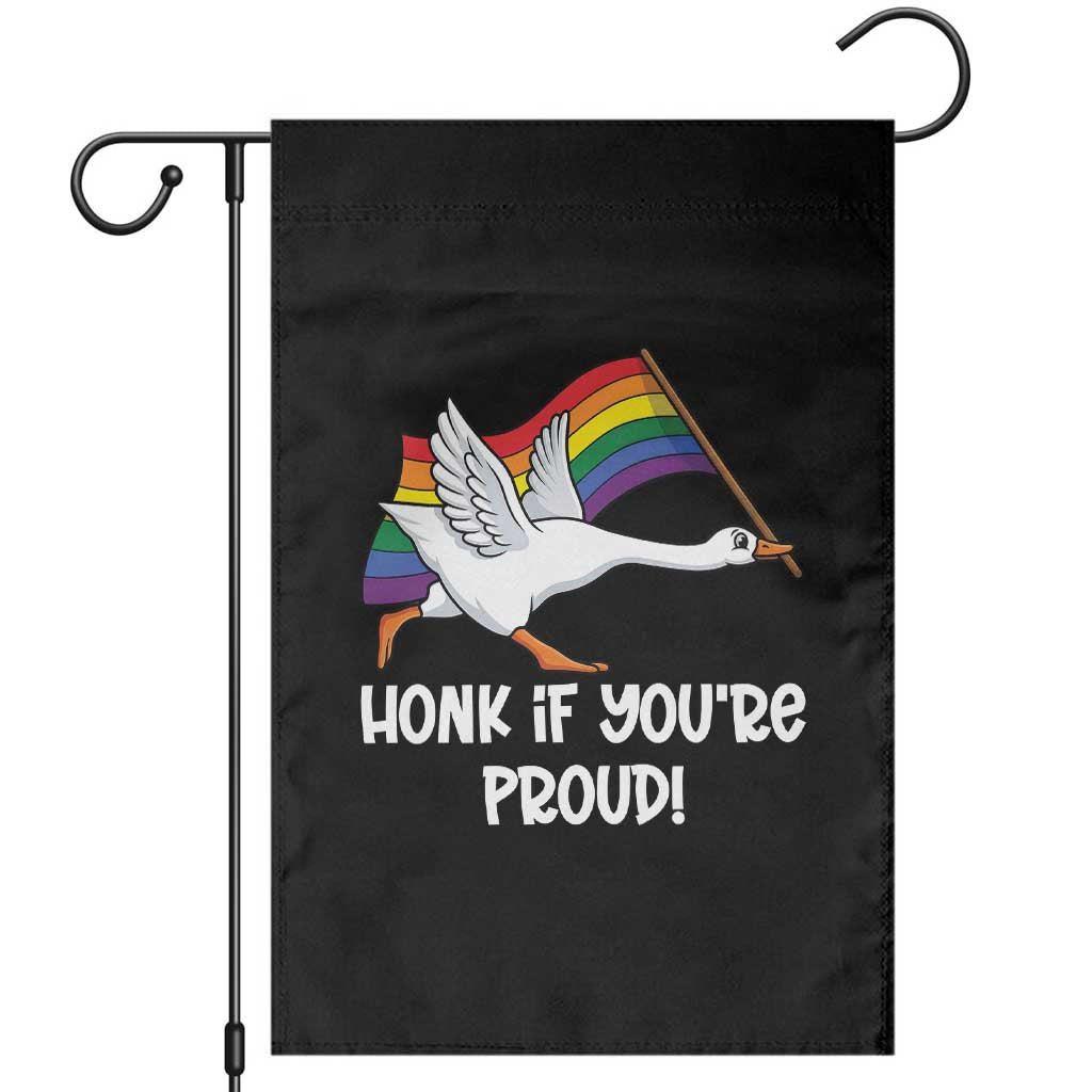 Silly Goose LGBTQ Rainbow Garden Flag Honk If You're Proud