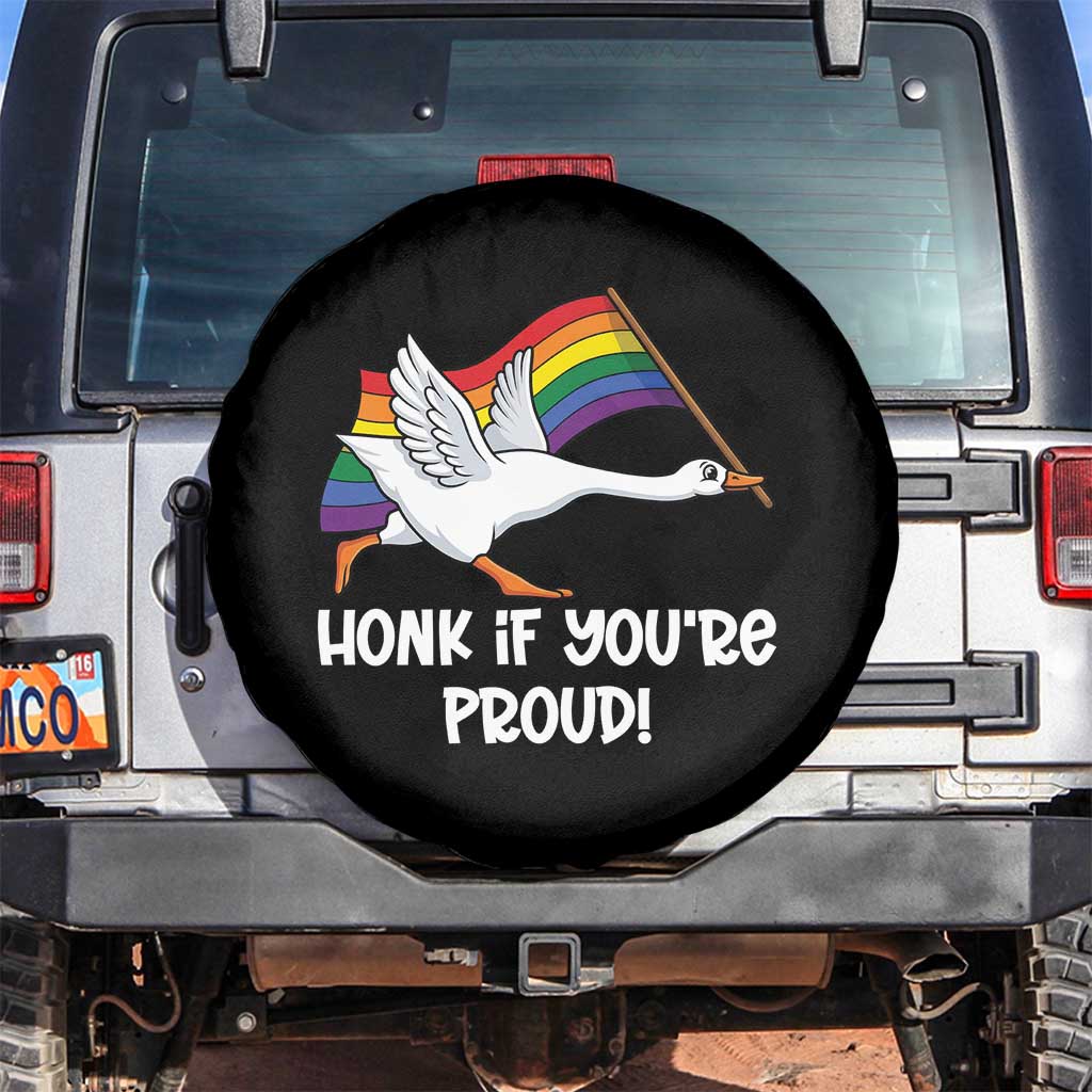 Silly Goose LGBTQ Rainbow Spare Tire Cover Honk If You're Proud