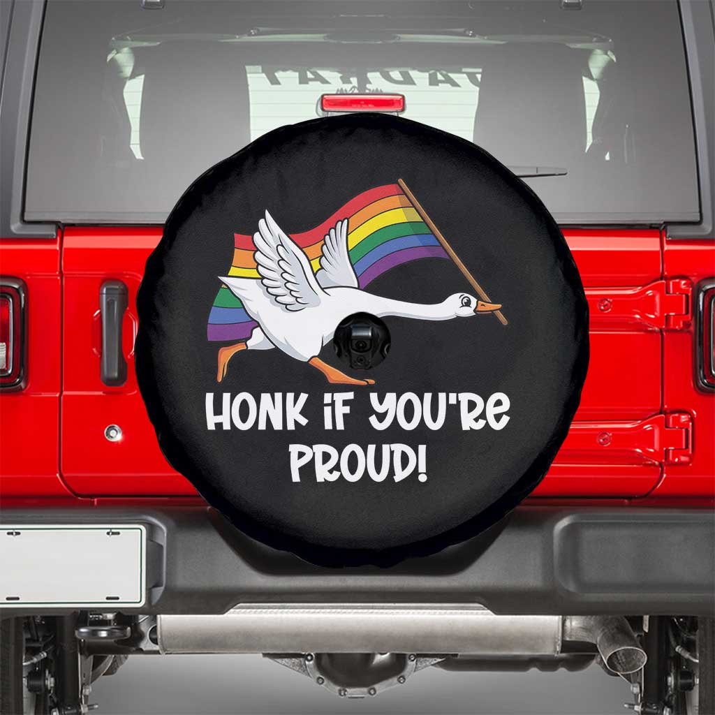 Silly Goose LGBTQ Rainbow Spare Tire Cover Honk If You're Proud