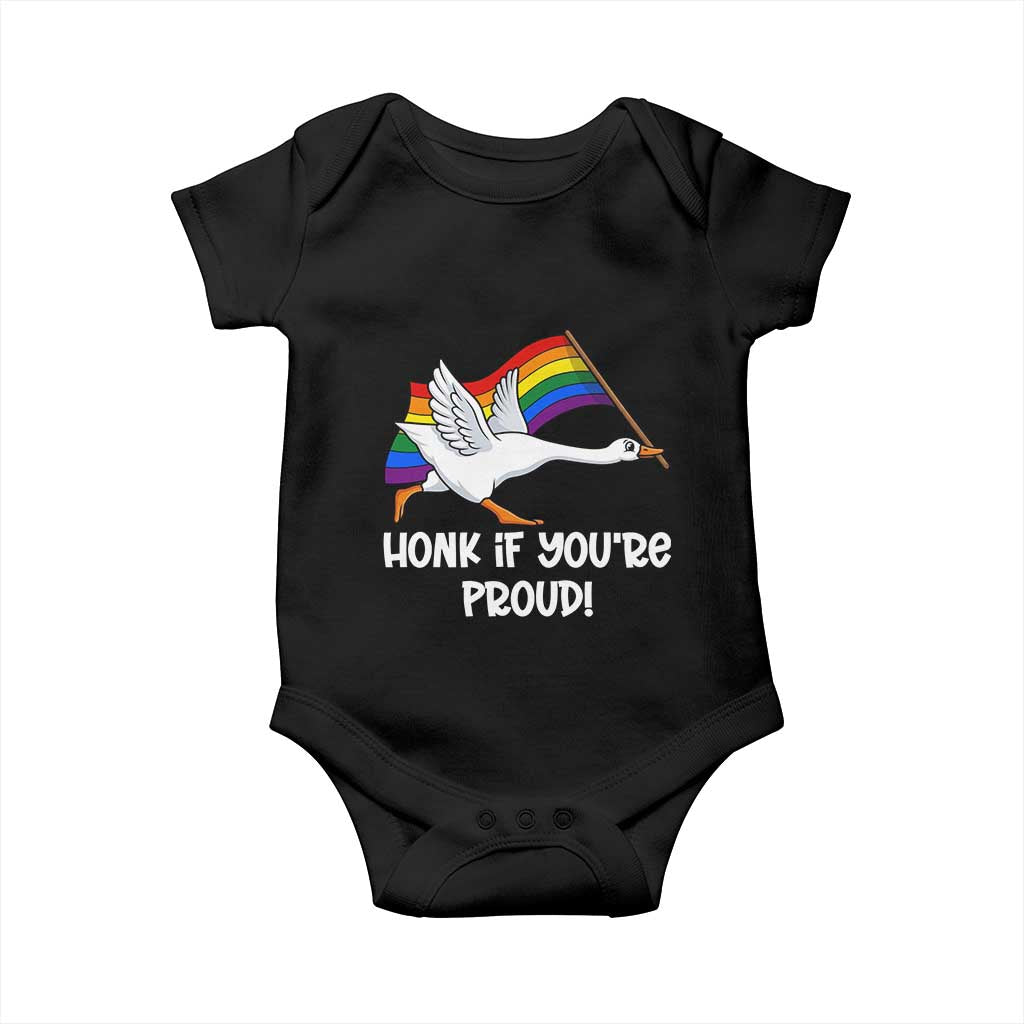 Silly Goose LGBTQ Rainbow Baby Onesie Honk If You're Proud