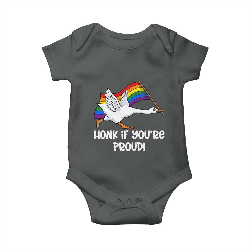 Silly Goose LGBTQ Rainbow Baby Onesie Honk If You're Proud