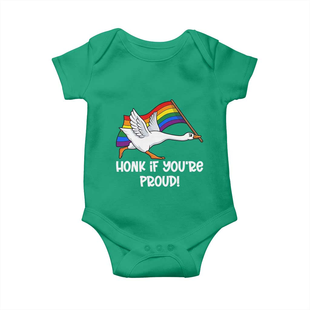 Silly Goose LGBTQ Rainbow Baby Onesie Honk If You're Proud