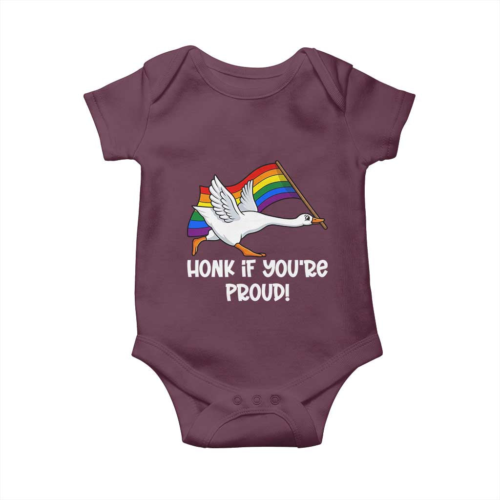 Silly Goose LGBTQ Rainbow Baby Onesie Honk If You're Proud