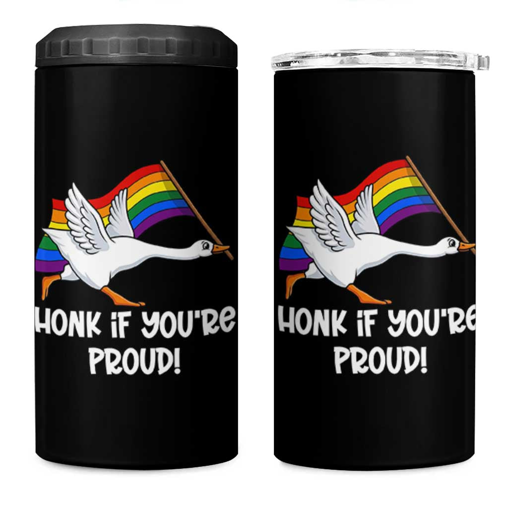 Silly Goose LGBTQ Rainbow 4 in 1 Can Cooler Tumbler Honk If You're Proud