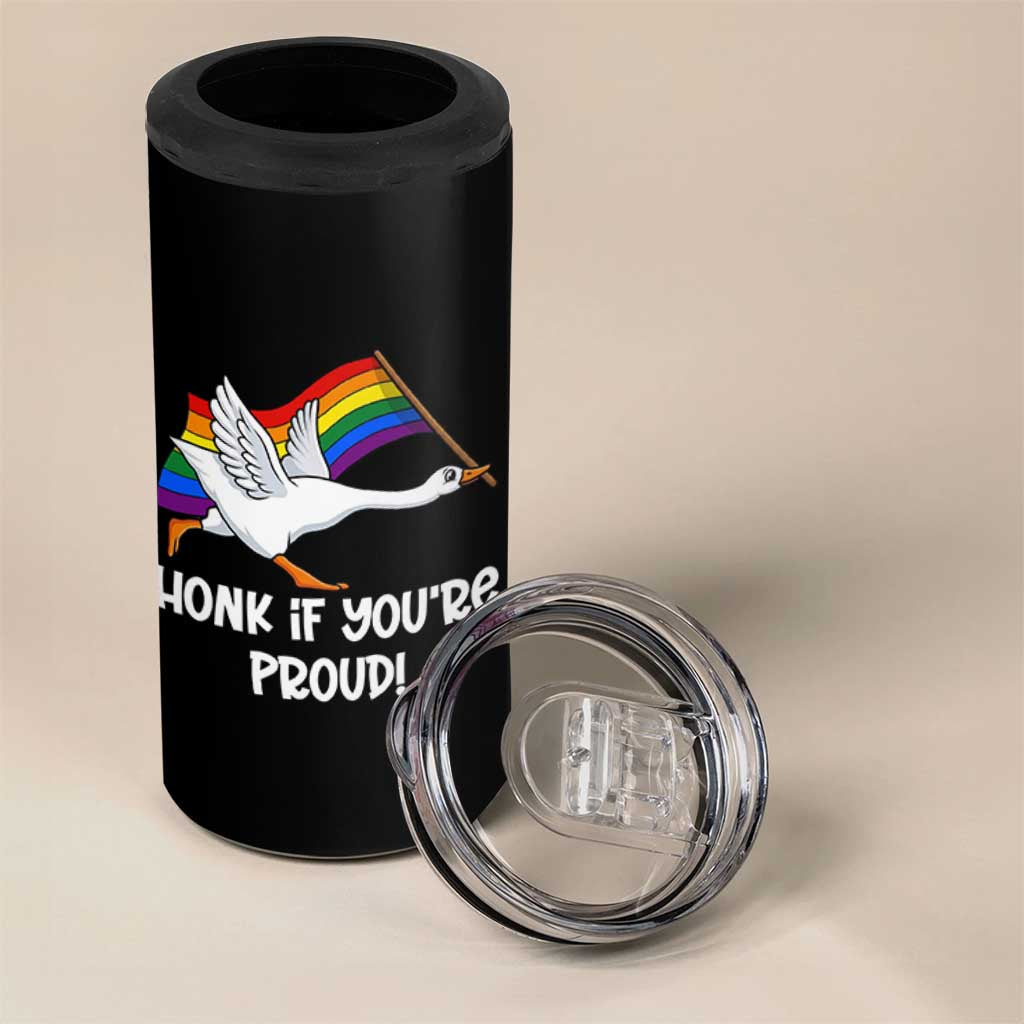Silly Goose LGBTQ Rainbow 4 in 1 Can Cooler Tumbler Honk If You're Proud