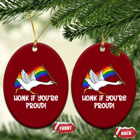 Silly Goose LGBTQ Rainbow Ceramic Ornament Honk If You're Proud