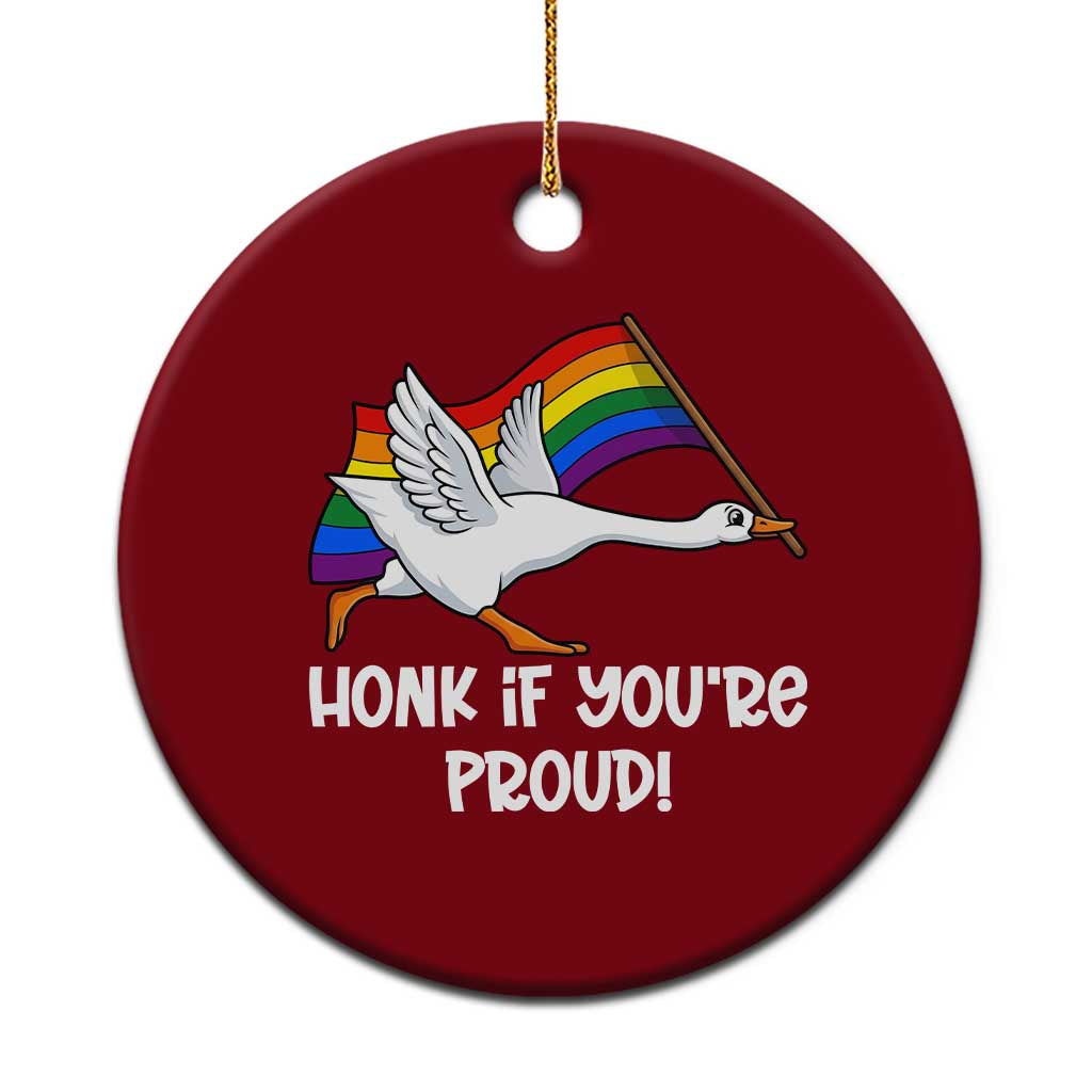 Silly Goose LGBTQ Rainbow Ceramic Ornament Honk If You're Proud