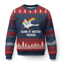 Silly Goose LGBTQ Rainbow Ugly Christmas Sweater Honk If You're Proud