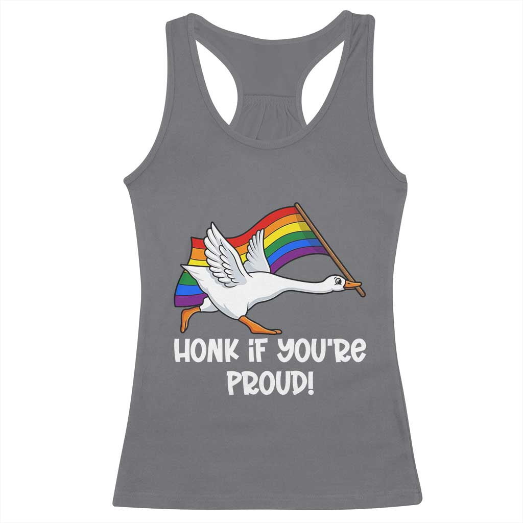 Silly Goose LGBTQ Rainbow Racerback Tank Top Honk If You're Proud