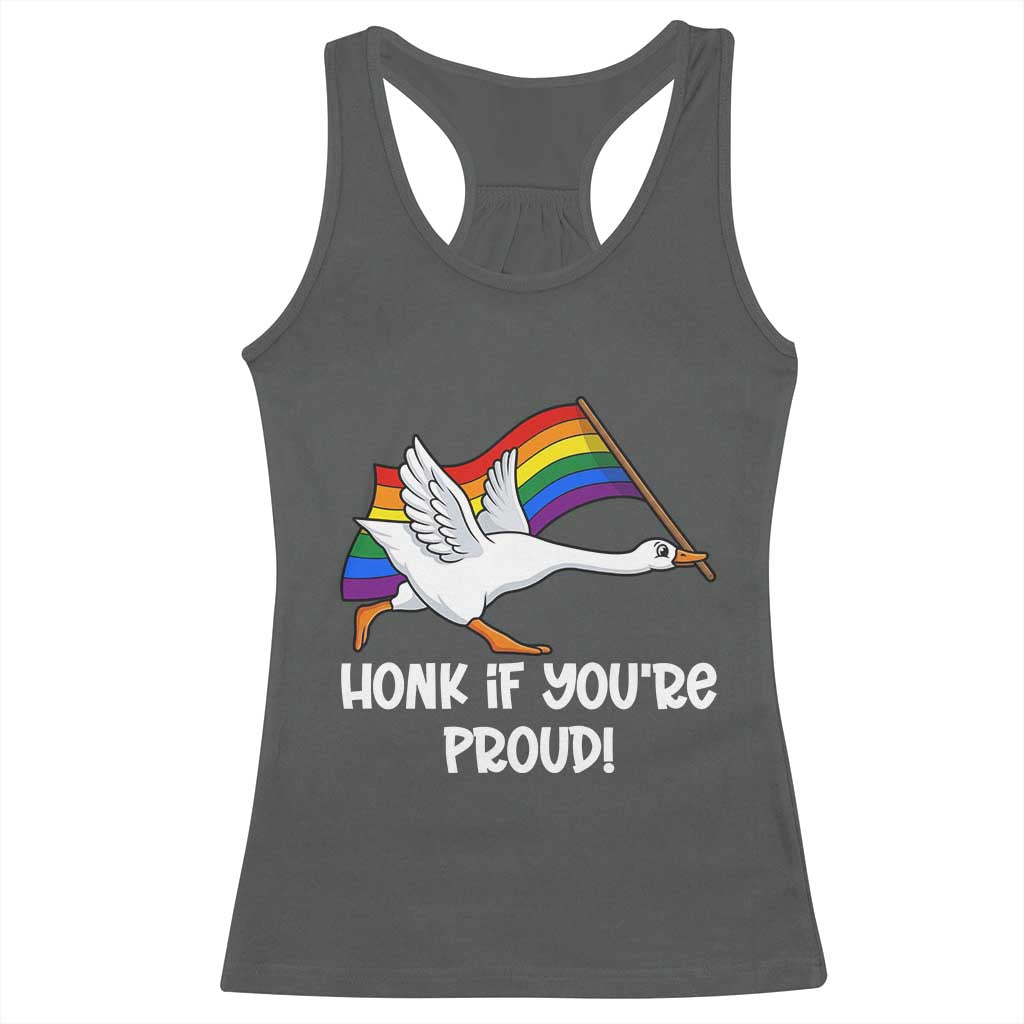 Silly Goose LGBTQ Rainbow Racerback Tank Top Honk If You're Proud
